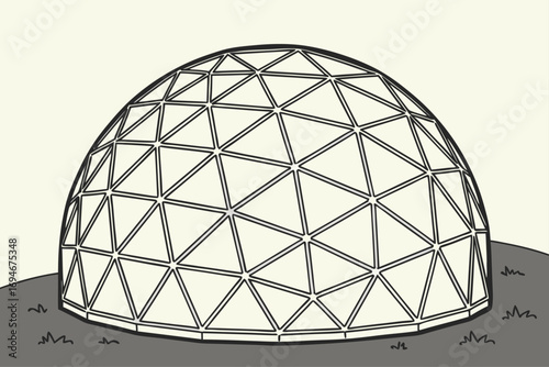 Abstract geometric crystal ball design with colorful accents