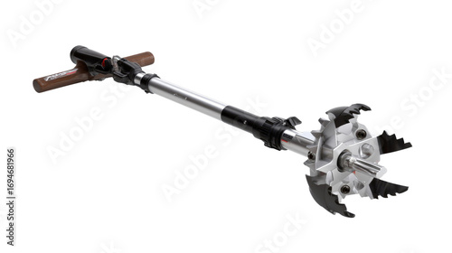 Garden Weeder: An extreme close-up showcases a garden weeder tool, its intricate design of mechanical prowess and functionality, ready to assist in maintaining and improving a lawn or green area.