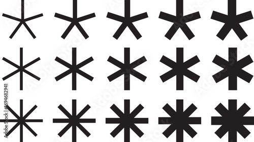 Asterisk Symbol Icon Set - Vector Asterisks in Varying Line Weights and Styles
