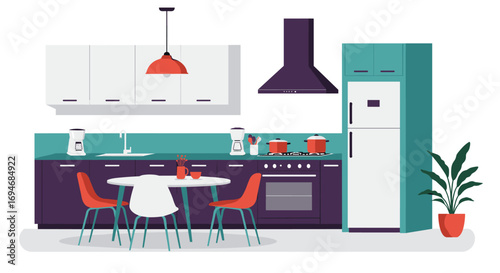 Modern kitchen interior with contemporary appliances and stylish decor