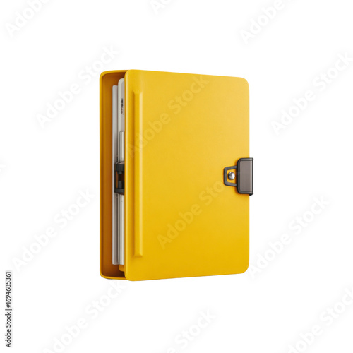 Yellow Notebook with Pages and Clasp - 3D Render