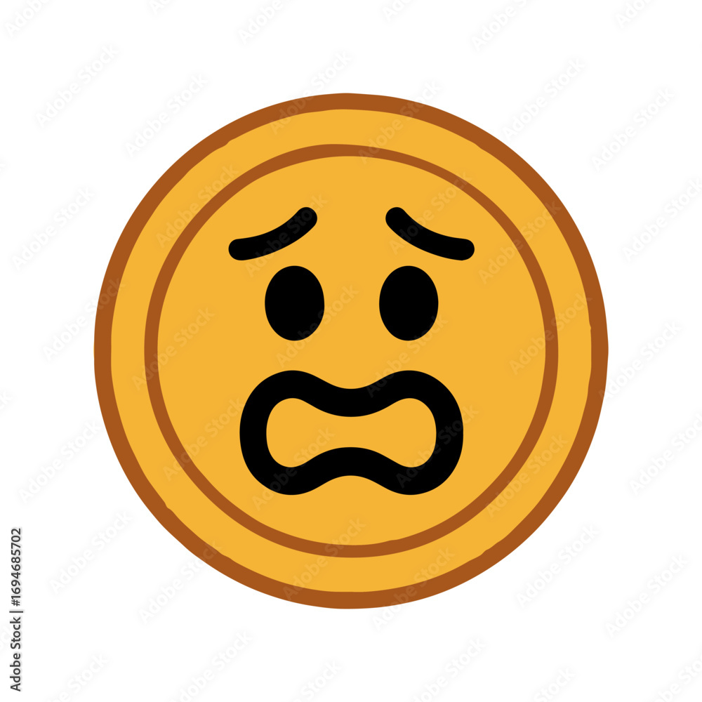 Fototapeta premium character emotion coin fear vector on white background Vector icon character with emotion