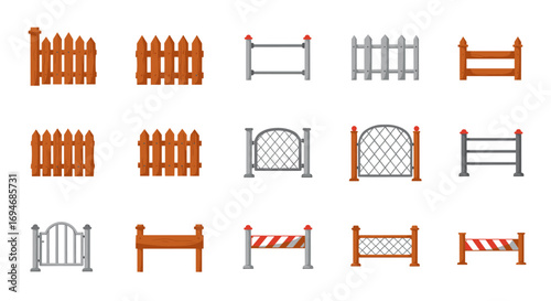 Diverse fence styles collection for gardens and properties