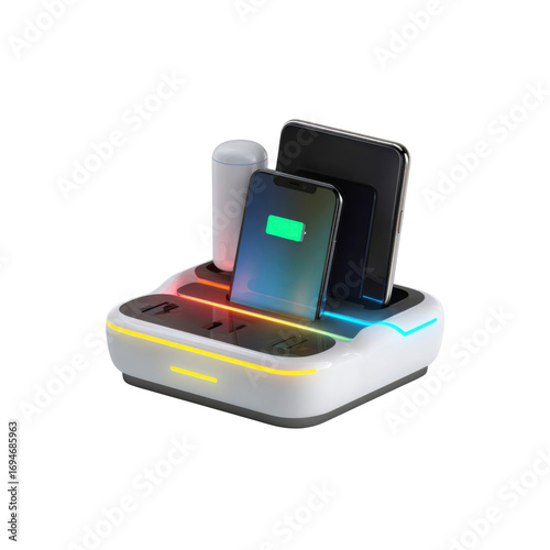 Modern Multi-Device Charging Station with RGB Lighting