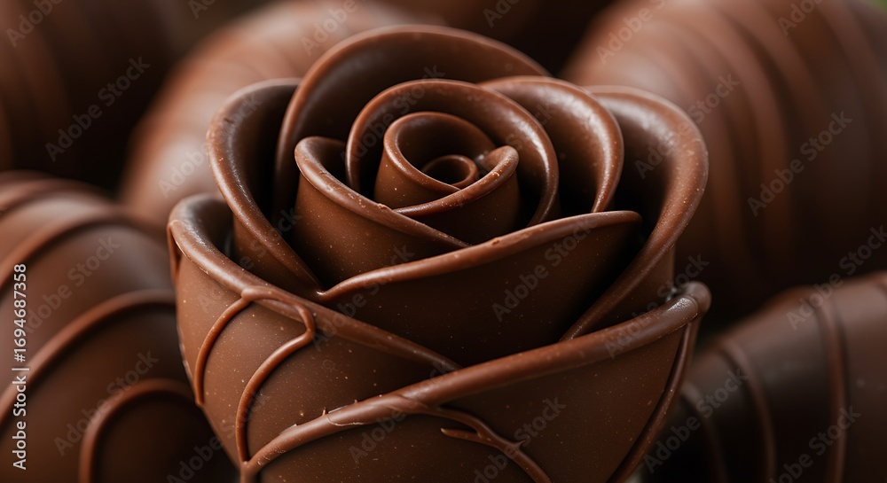 Naklejka premium a close up view of intricate chocolate rose details