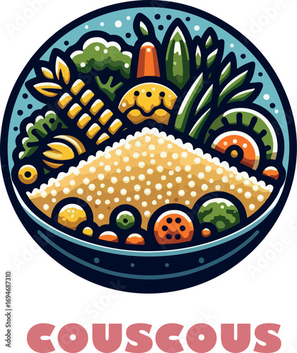 Couscous logo icon vector white background .