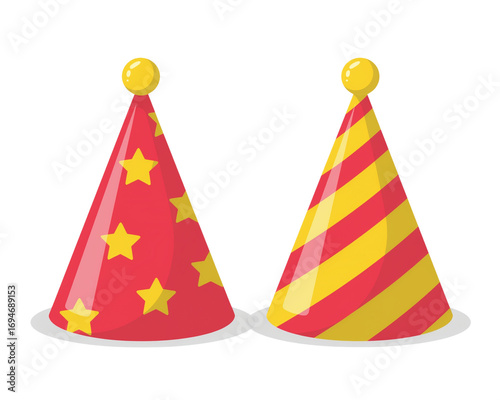  Firefly_ flat cartoon design illustration of colored hat for birthday party. vector - illustr