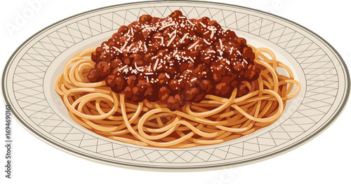 Spaghetti Bolognese Vector Illustration