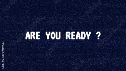 Are You Ready Glitchy question mark hovering over dark background, suitable for technology, cybersecurity, digital design, mysterious concepts, website elements.