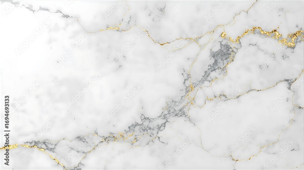 Naklejka premium Luxury White Marble Texture with Golden Veins Background