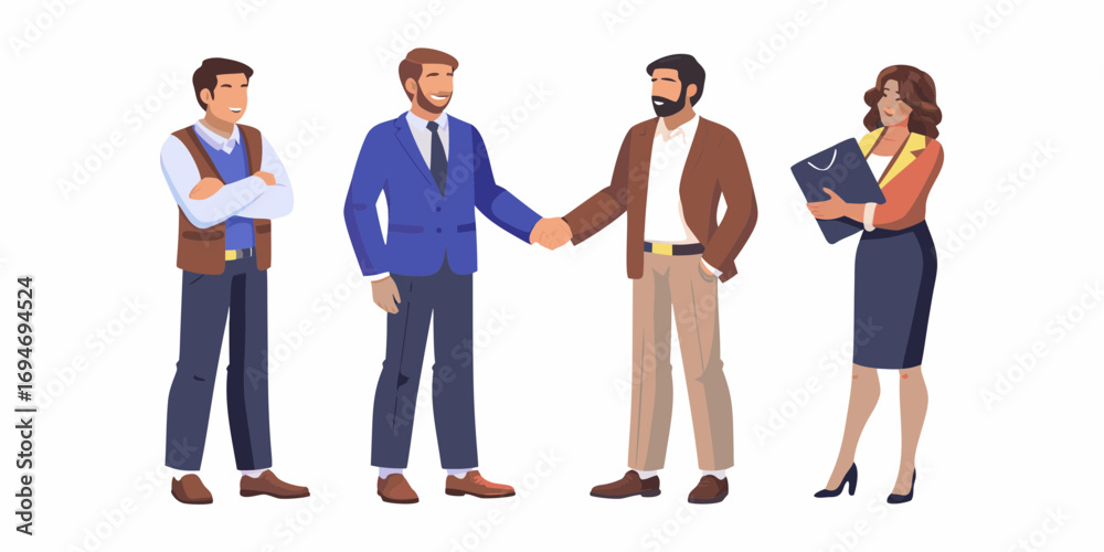 Fototapeta premium Diverse group of business professionals shaking hands and collaborating on a project
