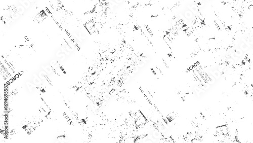 Grunge texture overlay black and white distressed dust particles isolated design. Abstract scratched grunge texture old film effect distressed retro vector background. 