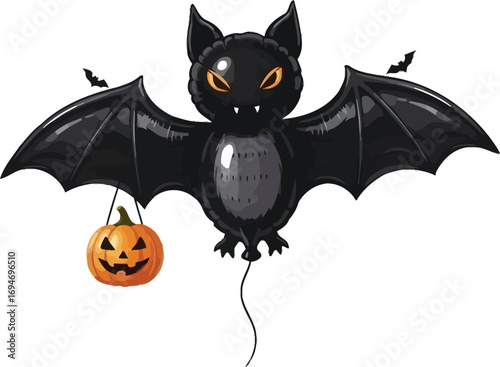 Spooky Halloween bat with pumpkin, perfect for festive seasonal design