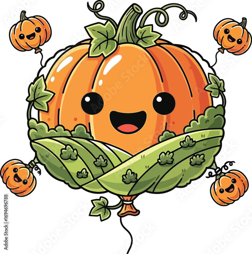 Adorable pumpkin balloon ready for autumn harvest festival designs