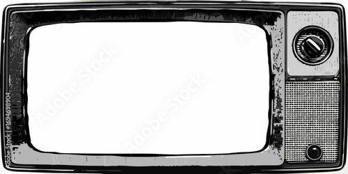 Retro television set with a blank screen and dial controls on the side