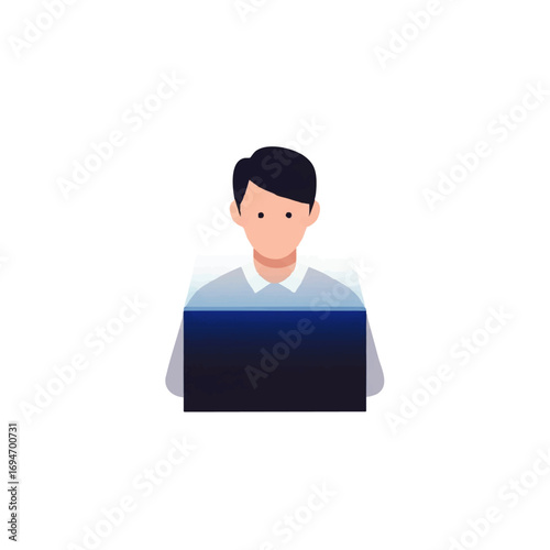 Modern professional working diligently on laptop, ideal for business, technology, and design projects