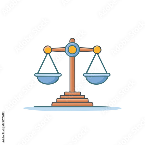 Balance Scales of Justice Cartoon Flat Illustration For Law and Legal Themes