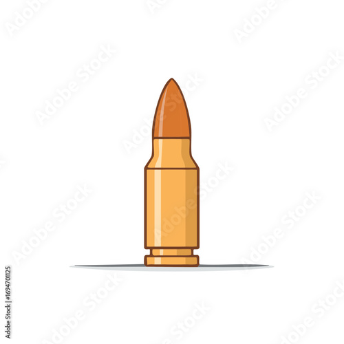 Flat design bullet ammunition round for weapon security crime illustration icon