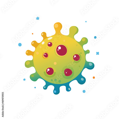 Colorful cartoon microbe illustration, viral infection concept, gradient colors and design