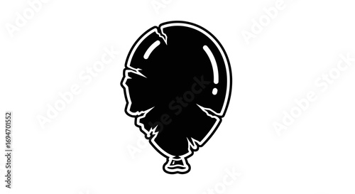 Vector silhouette combining a deflated balloon with a human profile, a psychological concept of a burst idea or mental fragility