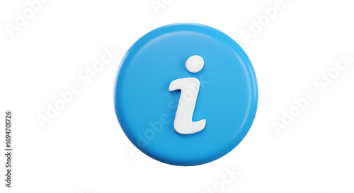 Blue 3D Information Circle Icon on Transparent Background