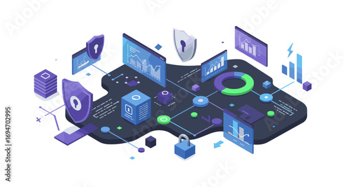 Isometric cybersecurity network with data protection and digital shields