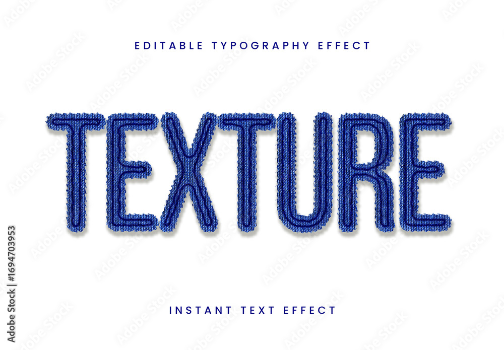 Blue Embroidery Chainstitch Colorful Thread Text Effect Fabric Textile ...