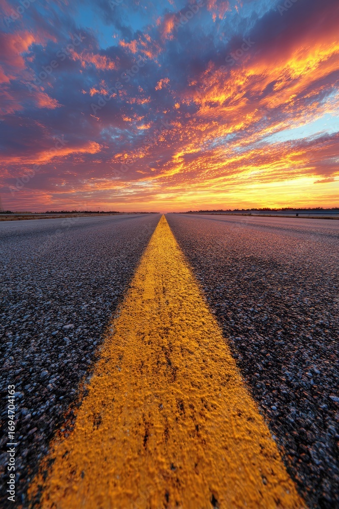 Fototapeta premium Asphalt road at sunset (2)