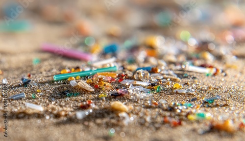 Microplastics on sandy beach