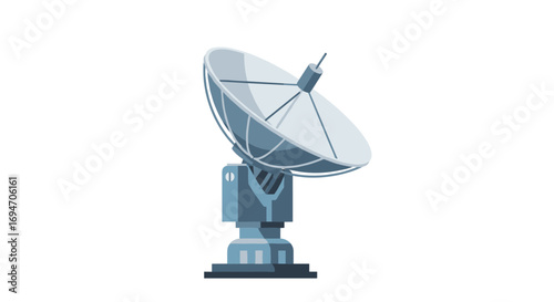 Modern satellite dish: sleek communication technology design on white background