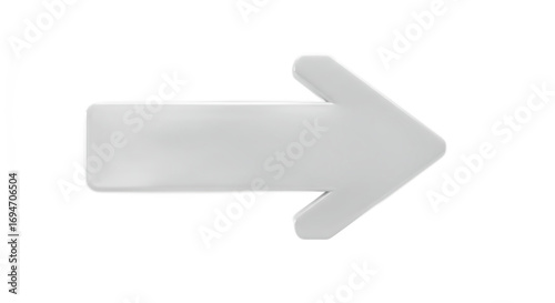White 3D Arrow Right Icon on Transparent Background