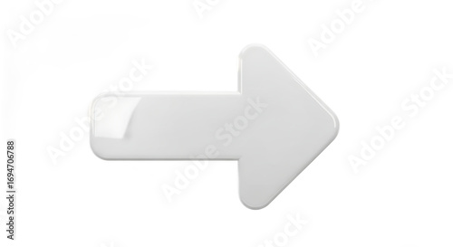 White 3D Arrow Right Icon on Transparent Background