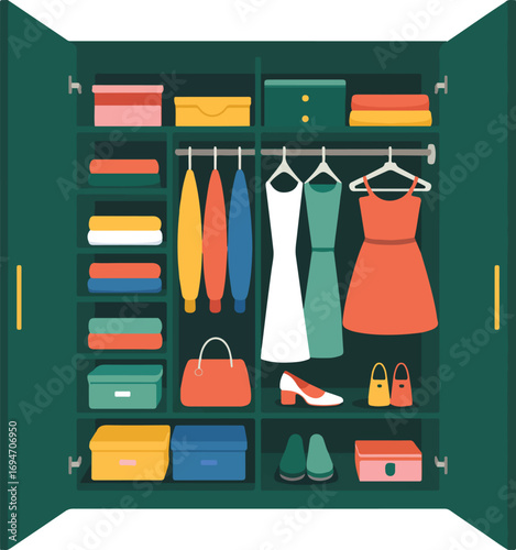 Home Interior Wardrobe Storage Illustration