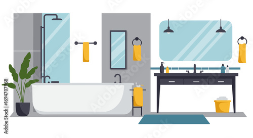 Modern bathroom interior with minimalist design and contemporary fixtures