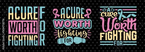 Breast Cancer Awareness SVG Pack | A Cure Worth Fighting For Pink Ribbon Inspirational Cut Files for Cricut & Silhouette 
