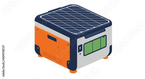 Portable solar generator in modern isometric design for sustainable energy solutions