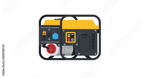 Portable generator with yellow top on white background