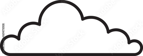 Simple Black and White Cloud Illustration of Weather Element with Arched Top and Flat Base in Clean Minimalist Style