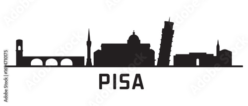 Pisa skyline silhouette. Black Pisa city design. Vector black silhouette. with white background