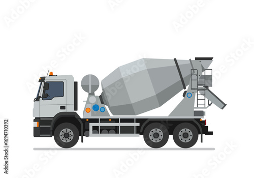 A vector illustration of a gray cement truck
