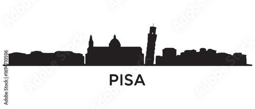 Pisa skyline silhouette. Black Pisa city design. Vector black silhouette. with white background