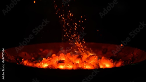 Glowing Embers Swirl in Fire Bowl VJ Loop