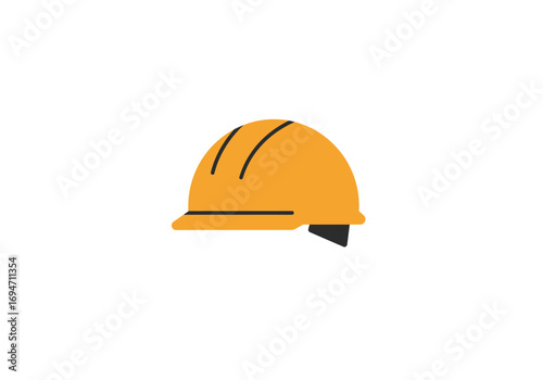 Orange hard hat with black stripes and adjusting mechanism