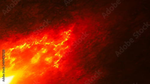 Dynamic, intense and powerful fire flame in red-orange tones on a dark background. Vector illustration