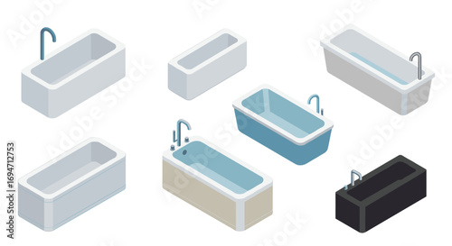 Isometric bathtub designs: modern and minimalist bathroom fixtures