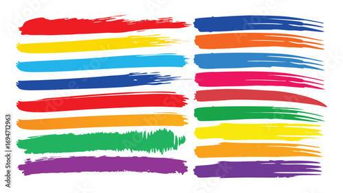 Hand-drawn watercolor paint brush strokes. collection of colorful paintbrush strokes