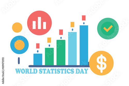 World Statistics Day Financial Market Statistics Vector Illustration