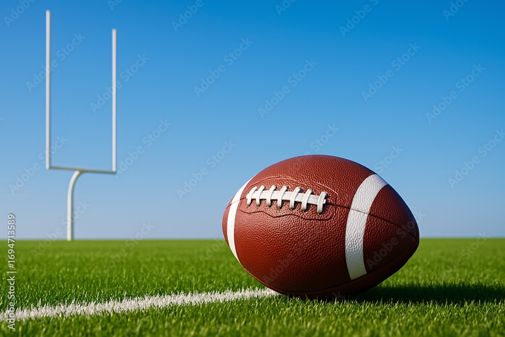 Obraz premium Intense action on the green turf as teams clash for glory in the championship game, showcasing the spirit and excitement of the Super Bowl.