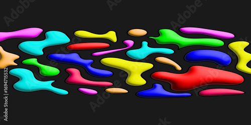 Colorful Abstract Fluid Shapes on Black Background
