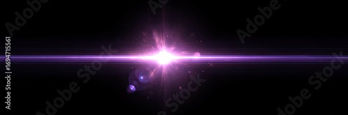 Purple light burst on black background